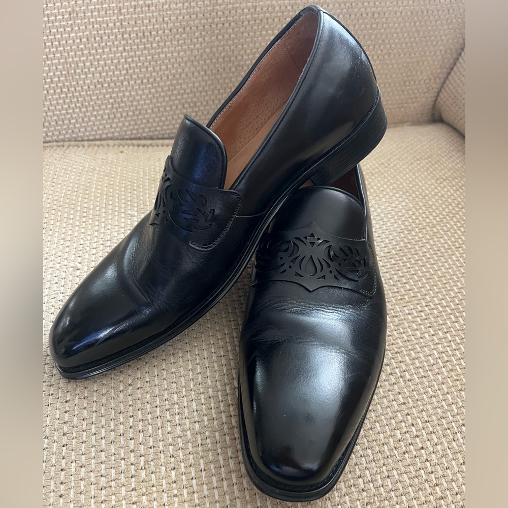 STEVEN LAND Men's Black Leather Loafers SZ 9 excellent